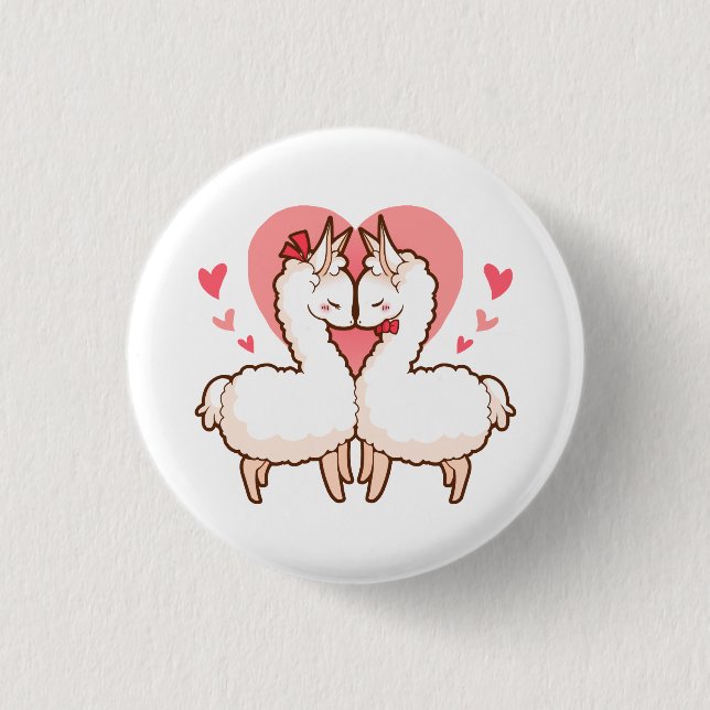 Badge Rond 2,50 Cm Lamas d'amour (Devant)