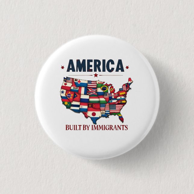 Badge Rond 2,50 Cm L'Amérique bâtie par les immigrants L'Amérique pat (Devant)