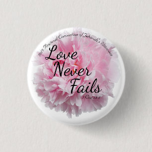 Badge Rond 2,50 Cm L'amour floral de pivoine n'échoue jamais la