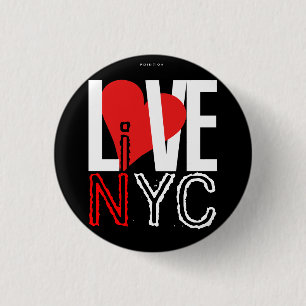 Badge Rond 2,50 Cm L'amour NYC vivent dans le noir rouge de bouton de