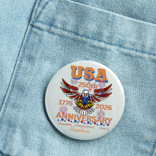 Badge Rond 2,50 Cm L'anniversaire des 250 ans de l'Amérique aigle cha