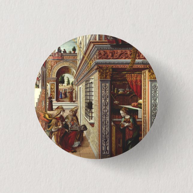 Badge Rond 2,50 Cm L'Annonciation, avec saint Emidius (Devant)