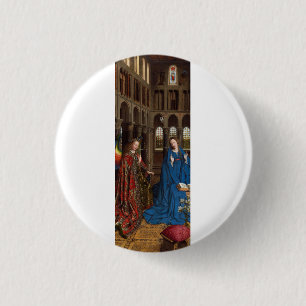 Badge Rond 2,50 Cm L'Annonciation de Van Eyck Premium Lumière de Cath