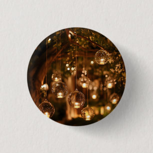 Badge Rond 2,50 Cm Lanterne en Verre Suspendue Magique à Chandelle