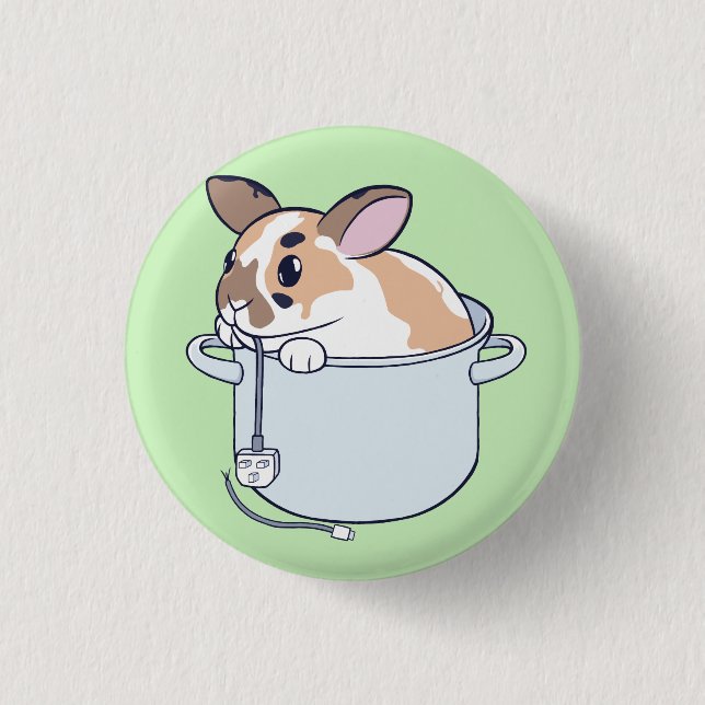 Badge Rond 2,50 Cm Lapin dans un ragoût ! (Devant)