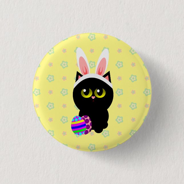 Badge Rond 2,50 Cm Lapin de Pâques Chat (Devant)