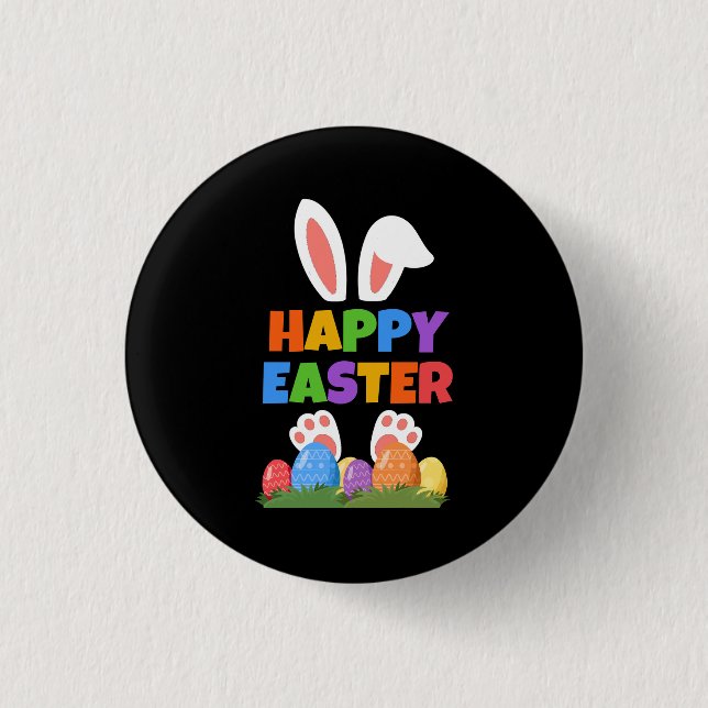 Badge Rond 2,50 Cm Lapin de Pâques heureux  (Devant)