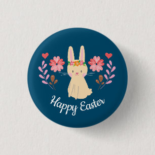 Badge Rond 2,50 Cm Lapin heureux de ressort de Pâques
