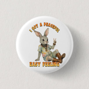 Badge Rond 2,50 Cm Lapin Hippie Boho Paisible à l'aise