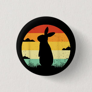 Badge Rond 2,50 Cm Lapin Retro Vintage 80s Style Bunny Lover