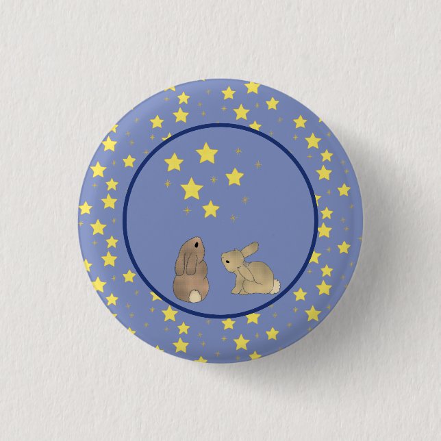 Badge Rond 2,50 Cm Lapins et étoiles (Devant)