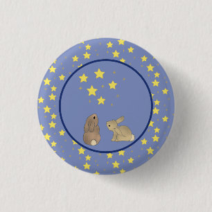 Badge Rond 2,50 Cm Lapins et étoiles
