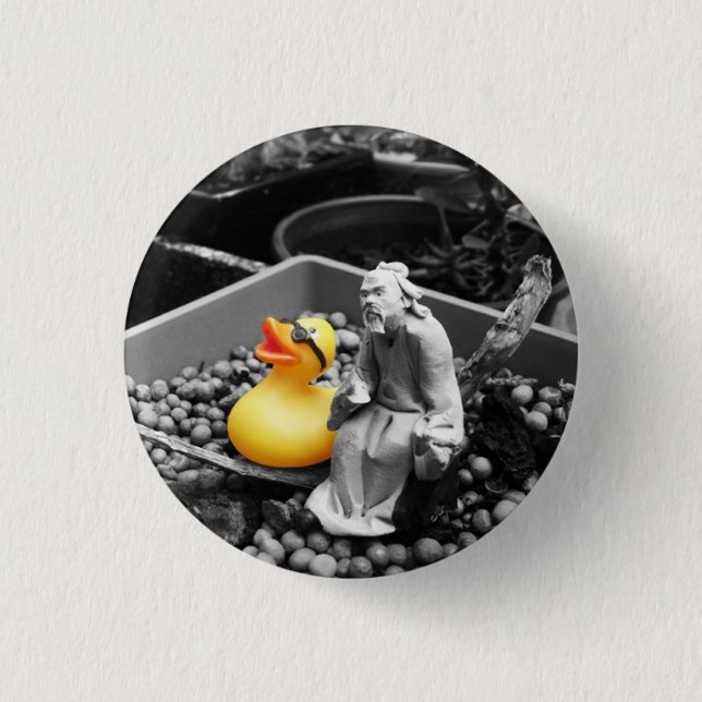 Badge Rond 2,50 Cm "L'art bouton en caoutchouc de canard de zen" (Devant)