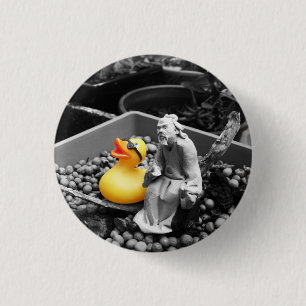 Badge Rond 2,50 Cm "L'art bouton en caoutchouc de canard de zen"