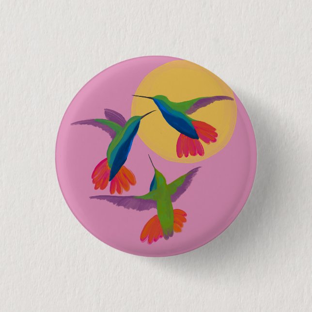 Badge Rond 2,50 Cm L'art des colibris à mangue noire (Devant)