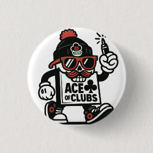 Badge Rond 2,50 Cm L'As des Clubs Street Mascot — Poker Grind Crew
