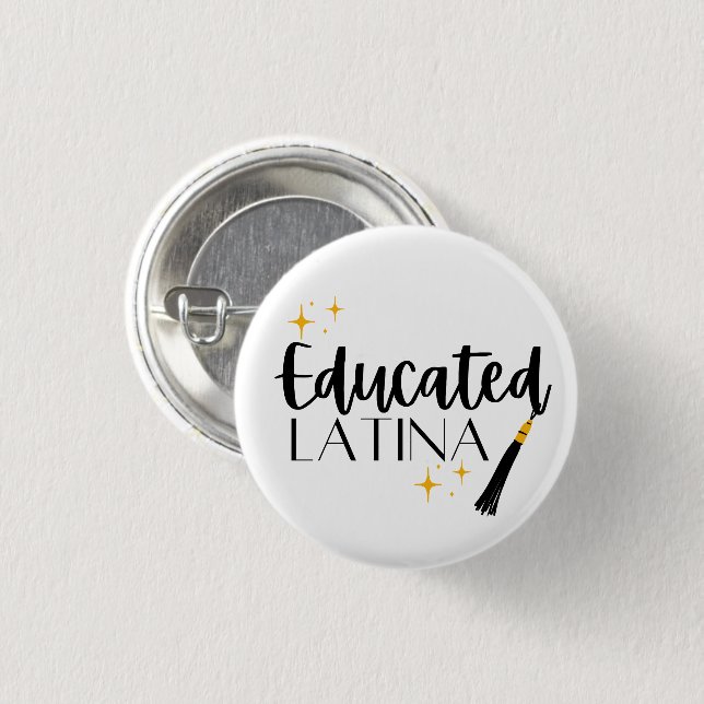Badge Rond 2,50 Cm Latina éduquée avec étoiles et Tassel Femme (Devant & derrière)