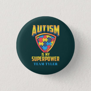 Badge Rond 2,50 Cm L'autisme est ma superpuissance Puzzle Nom de l'éq