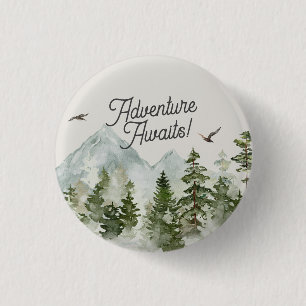 Badge Rond 2,50 Cm l'aventure forestière de bois attend