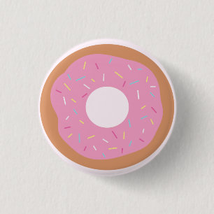Badge Rond 2,50 Cm Le beignet rose mignon avec arrose le bouton