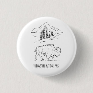 Badge Rond 2,50 Cm Le bison minimaliste dans la chemise paysage de mo
