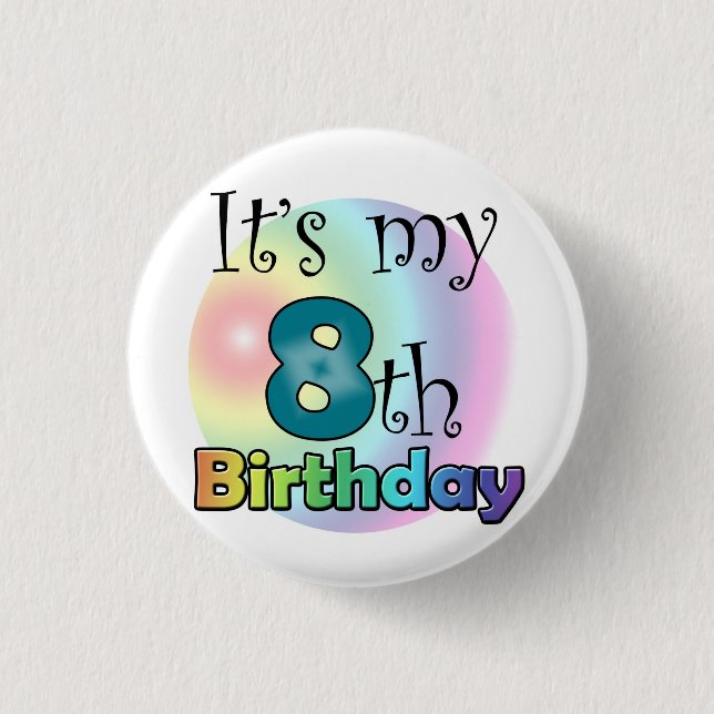 Badge Rond 2,50 Cm Le Bleu It's my 8th Birthday (Devant)