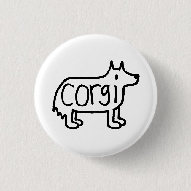 Badge Rond 2,50 Cm le bouton classique de corgi (Devant)