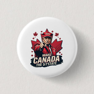 Badge Rond 2,50 Cm Le Canada le 51e État Trump Canadien