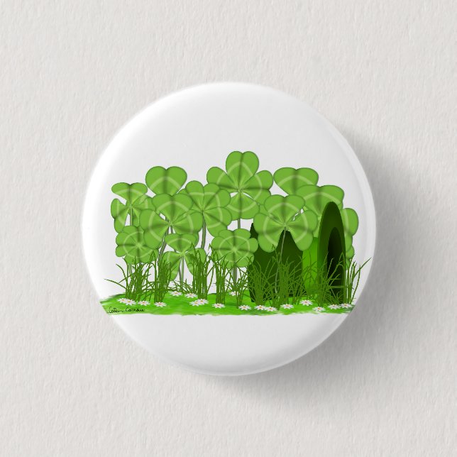 Badge Rond 2,50 Cm Le chapeau le plus haut de Leprechaun couché dans  (Devant)