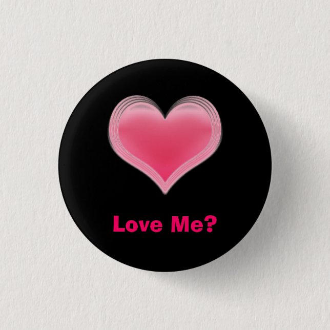 Badge Rond 2,50 Cm Le coeur rose, m'aiment ? (Devant)