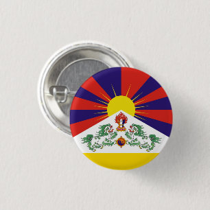 Badge Rond 2,50 Cm Le drapeau du Tibet et des lions de neige - L'Hima