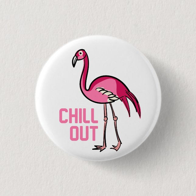 Badge Rond 2,50 Cm Le Flamant rose refroidissent (Devant)