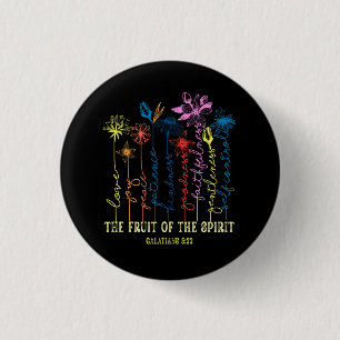 Badge Rond 2,50 Cm Le Fruit De L'Esprit Galates 5 22 Floral Chri