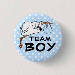 Badge Rond 2,50 Cm Le genre de baby shower de cigogne de garçon