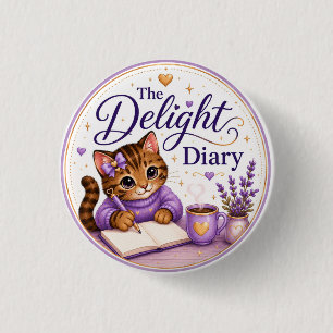 Badge Rond 2,50 Cm Le Journal du Plaisir Chat Mignon Violet Or