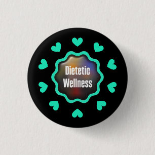 Badge Rond 2,50 Cm Le Logo Cœur Turquoise du Projet de Bien-être Diét