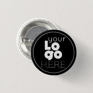 Badge Rond 2,50 Cm le logo de votre entreprise blanche sur un simple 
