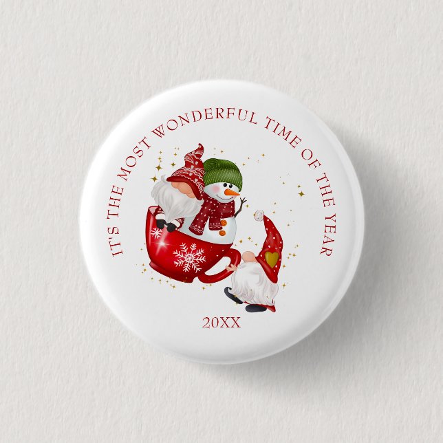 Badge Rond 2,50 Cm Le moment le plus merveilleux de l'année Noël Gnom (Devant)