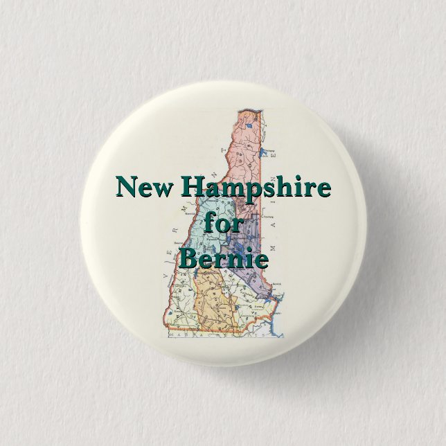 Badge Rond 2,50 Cm Le New Hampshire pour Bernie 2016 (Devant)