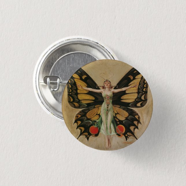 Badge Rond 2,50 Cm Le papillon - Papillon fille (Devant & derrière)