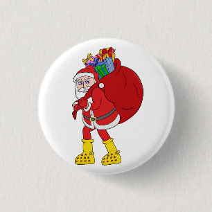 Badge Rond 2,50 Cm Le Père Noël porte de grosses bottes jaunes