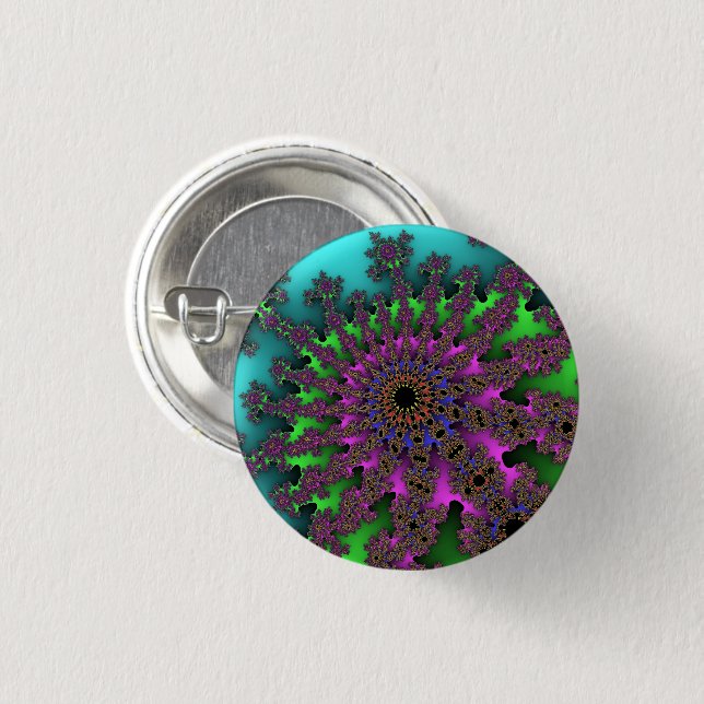 Badge Rond 2,50 Cm Le pourpre turquoise fait sur commande a éclaté le (Devant & derrière)