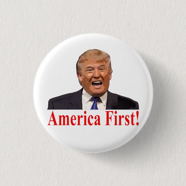 Badge Rond 2,50 Cm Le président Trump : l'Amérique d'abord ! (Devant)