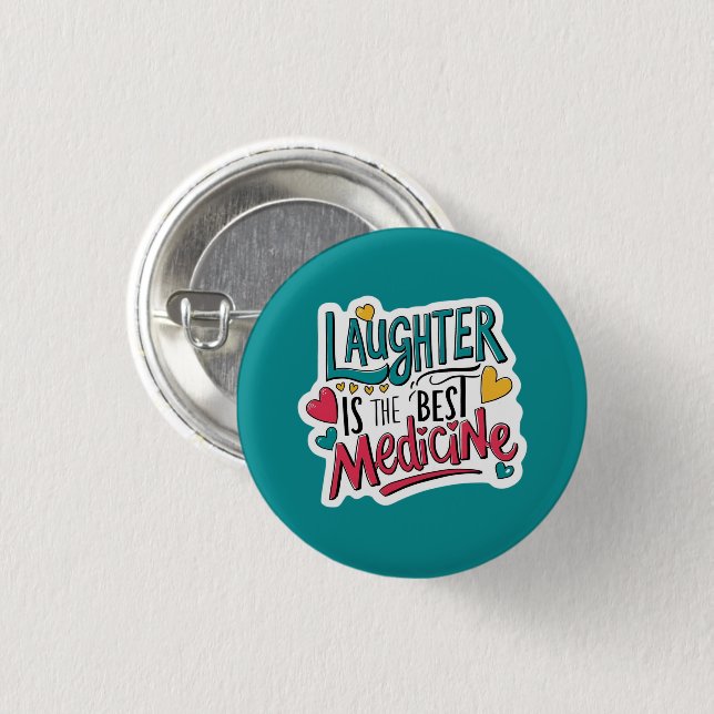 Badge Rond 2,50 Cm Le rire est le meilleur bouton de médecine (Devant & derrière)