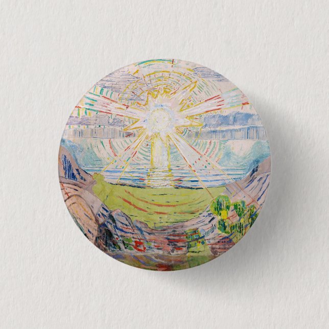 Badge Rond 2,50 Cm Le Soleil par Edvard Munch (Devant)