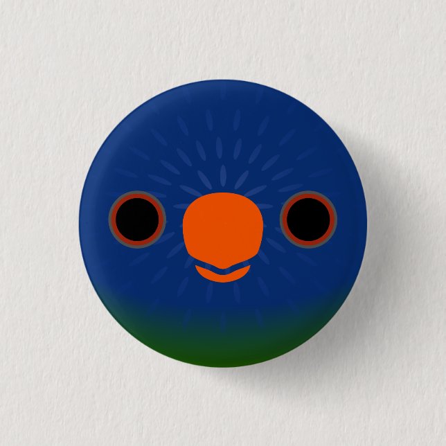 Badge Rond 2,50 Cm Le visage d'un lorikeet à façade bleue (Devant)