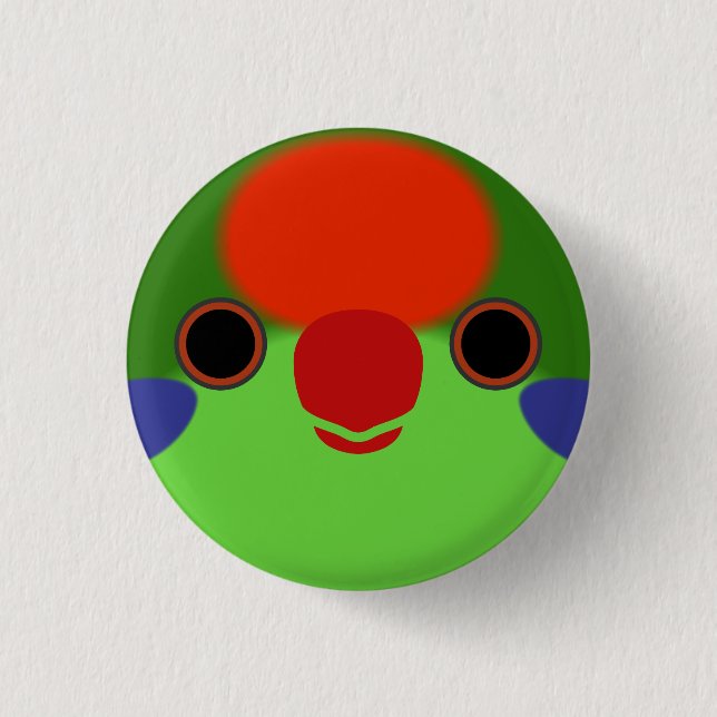 Badge Rond 2,50 Cm Le visage d'un lorikeet à la façade rouge (Devant)