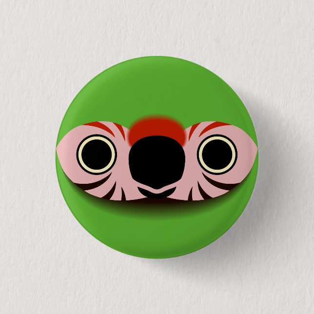 Badge Rond 2,50 Cm Le visage d'une grande macaw verte (Devant)