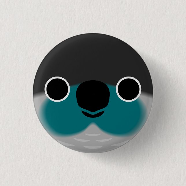 Badge Rond 2,50 Cm Le visage d'une perruque Turquoise à joue verte (Devant)