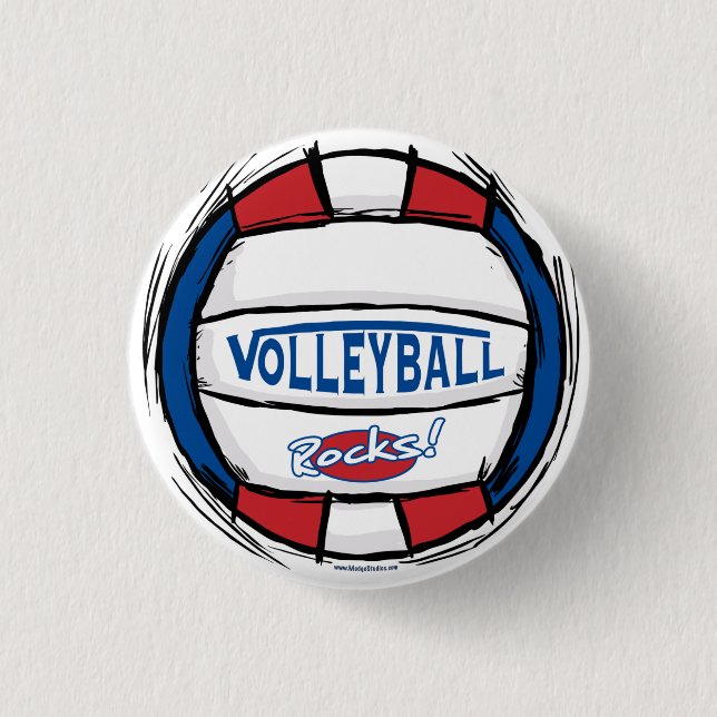 Badge Rond 2,50 Cm Le volleyball bascule la boule par des studios de (Devant)